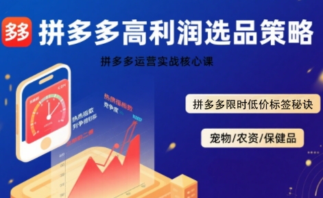 拼多多选品暴利技术实战课，拼多多高利润选品策略，拼多多限时低价标签秘诀-腾渊科技论坛