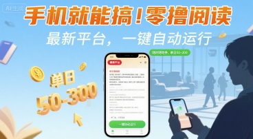 手机就能搞!零撸阅读挂G,最新平台,一键自动运行,随时随地挣,单日50-3张+【揭秘】-腾渊科技论坛