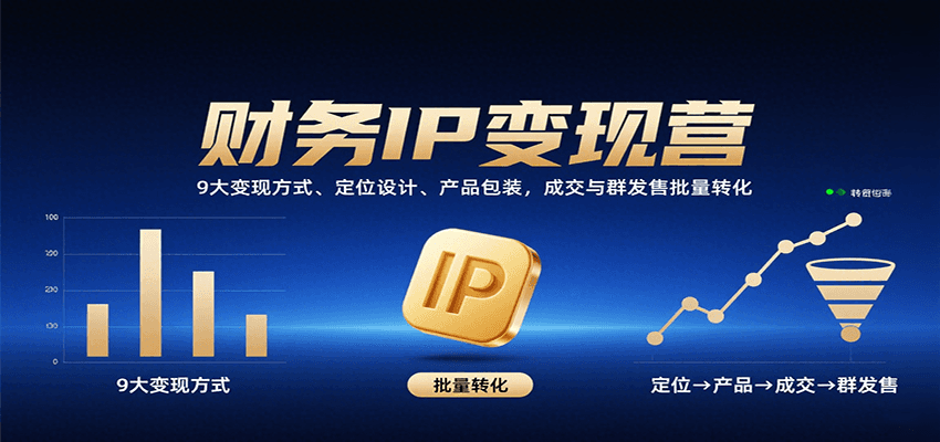财务IP变现营:9大变现方式、定位设计、产品包装,成交与群发售批量转化-腾渊科技论坛