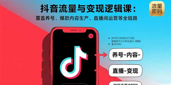 抖音流量与变现逻辑课:覆盖养号、爆款内容生产、直播间运营等全链路-腾渊科技论坛
