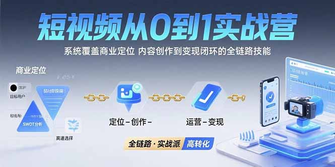 短视频从0到1的实战营：系统覆盖商业定位,内容创作到变现闭环的全链路技能-腾渊科技论坛