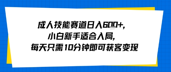 成人技能赛道日入多张，小白新手适合入局，每天只需10分钟即可获客变现-腾渊科技论坛