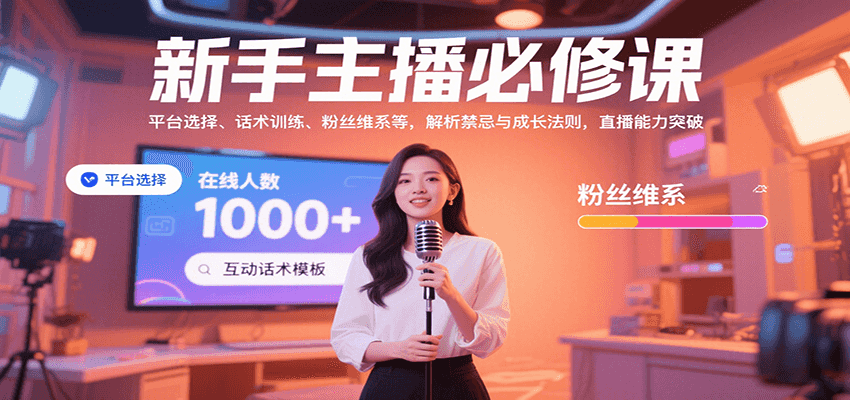 新手主播必修课:平台选择、话术训练、粉丝维系等,解析禁忌与成长法则,突破直播能力-腾渊科技论坛