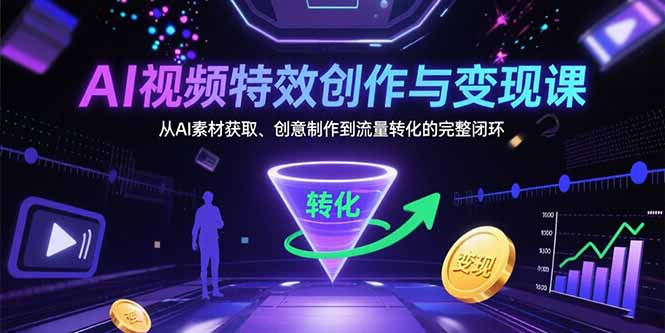 AI视频特效创作与变现课：从AI素材获取、创意制作到流量转化的完整闭环-腾渊科技论坛