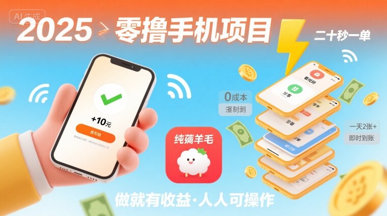 2025年零撸手机项目，二十秒一单，纯薅羊毛 一天2张+做就有-腾渊科技论坛