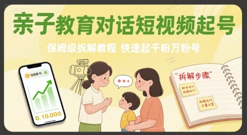 亲子教育对话短视频起号,保姆级拆解教程,快速起千粉万粉号-腾渊科技论坛