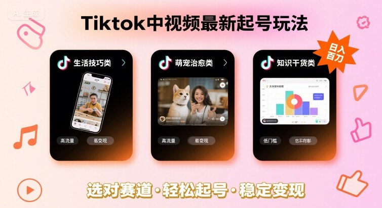 Tiktok中视频最新起号玩法,想要日入百刀,做好这几个赛道就可以了-腾渊科技论坛
