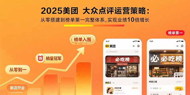 2025美团 大众点评运营策略:从零搭建到榜单第一完整体系,实现业绩10倍增长-腾渊科技论坛