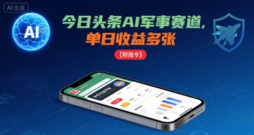 今日头条AI军事赛道，单日收益多张 ，手机可做【附指令】-腾渊科技论坛