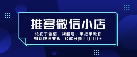 推客微信小店依托于微信、视频号,手把手教你如何快速变现 轻松日入1k+【揭秘】-腾渊科技论坛