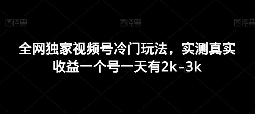 全网独家视频号冷门玩法，实测真实收益一个号一天有2k-3k-腾渊科技论坛