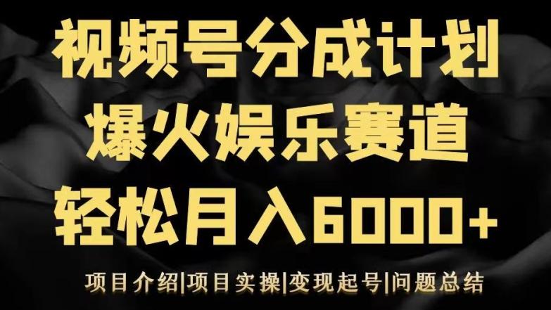 视频号创作分成计划之娱乐赛道轻松日入500+-腾渊科技论坛