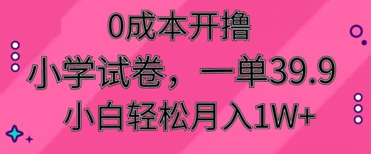 0成本开撸,小学试卷,一单39.9,小白轻松月入1W+-腾渊科技论坛