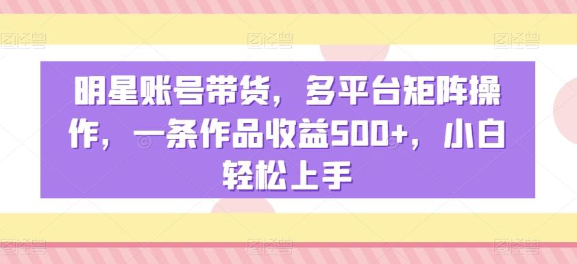 明星账号带货,多平台矩阵操作,一条作品收益500+,小白轻松上手【揭秘】-腾渊科技论坛