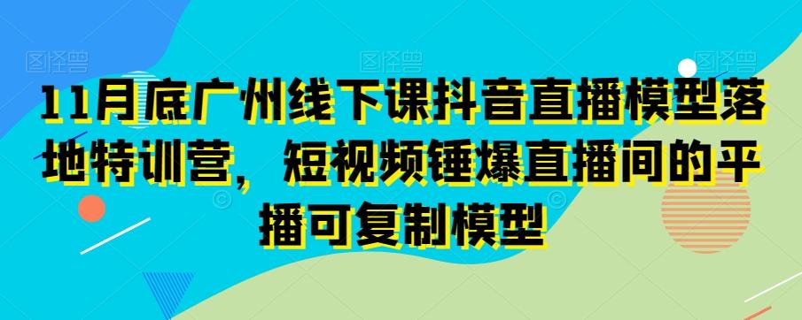 11月底广州线下课抖音直播模型落地特训营，短视频锤爆直播间的平播可复制模型-腾渊科技论坛