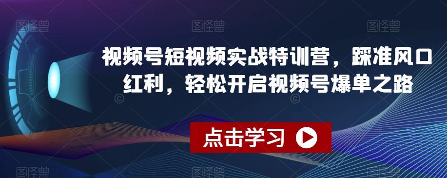 视频号短视频实战特训营，踩准风口红利，轻松开启视频号爆单之路-腾渊科技论坛