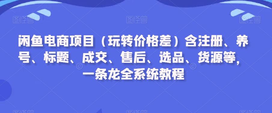 闲鱼电商项目(玩转价格差)含注册、养号、标题、成交、售后、选品、货源等,一条龙全系统教程-腾渊科技论坛