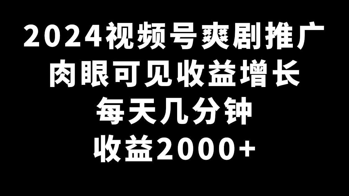 2024视频号爽剧推广，肉眼可见的收益增长，每天几分钟收益2000+-腾渊科技论坛