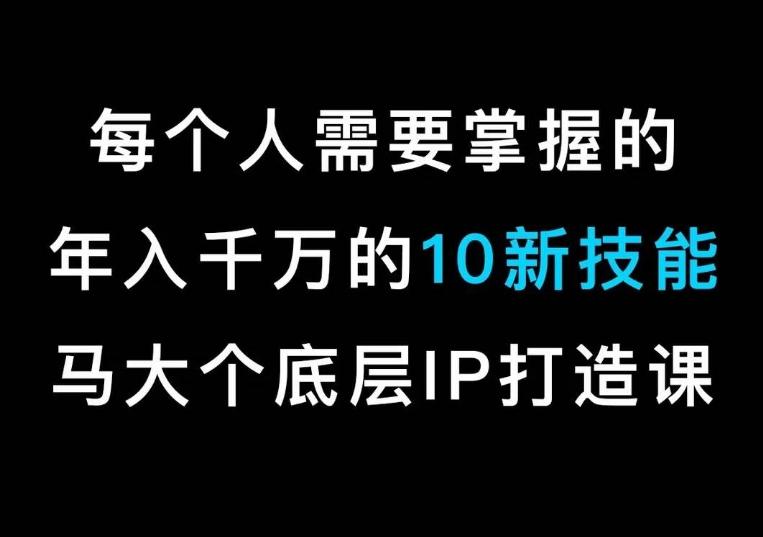 马大个的IP底层逻辑课，​每个人需要掌握的年入千万的10新技能，约会底层IP打造方法！-腾渊科技论坛