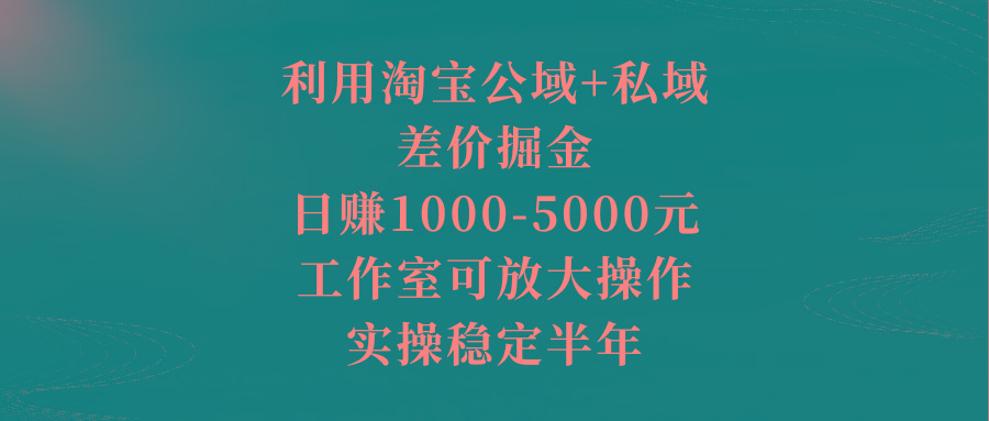 利用淘宝公域+私域差价掘金,日赚1000-5000元,工作室可放大操作,实操...-腾渊科技论坛