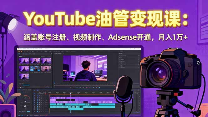 2025YouTube油管变现课:涵盖账号注册、视频制作、Adsense开通,月入1万+-腾渊科技论坛