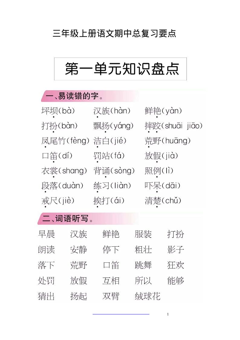 三上语文-期中期末考点类汇总-腾渊科技论坛