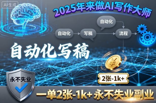 2025年来做AI写作大师,自动化写稿,一单2张-1k+,永不失业副业-腾渊科技论坛