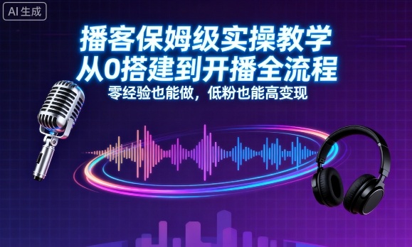 播客保姆级实操教学，从0搭建到开播全流程，零经验也能做，低粉也能高变现-腾渊科技论坛