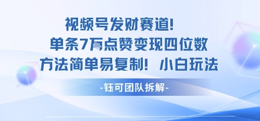 视频号发财赛道单条7W点赞变现四位数方法简单易复制小白玩法-腾渊科技论坛