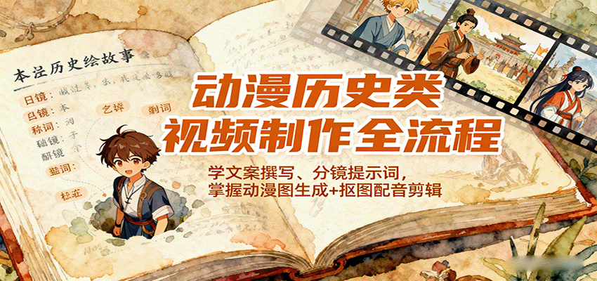 动漫历史类视频制作全流程,学文案撰写、分镜提示词,掌握动漫图生成+抠图配音剪辑-腾渊科技论坛