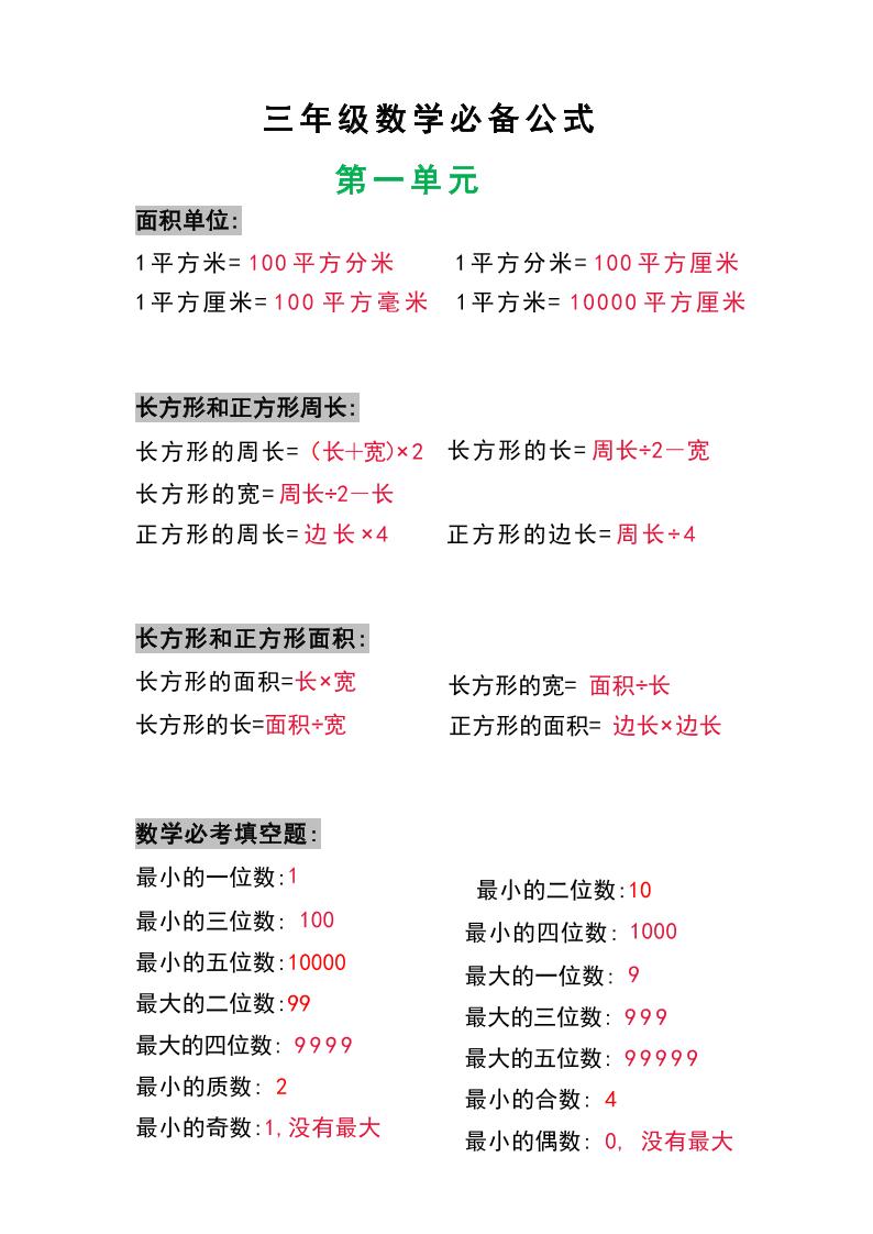 三年级数学上册必背公式-腾渊科技论坛
