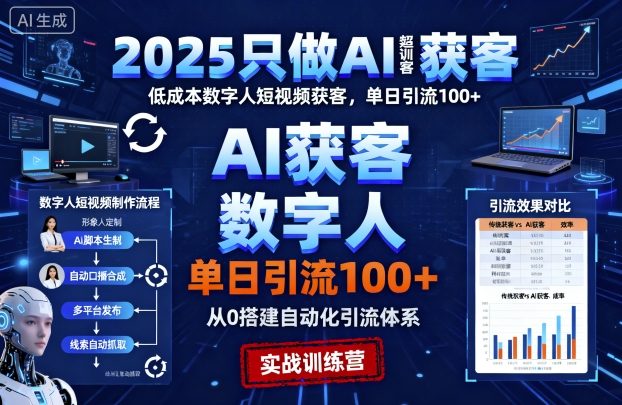 2025只做AI获客，AI超级获客实训营，低成本数字人短视频获客，单日引流100+-腾渊科技论坛