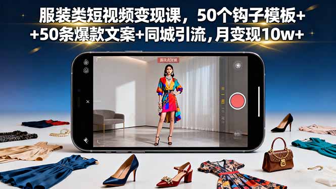 服装类短视频变现课,50个钩子模板+50条爆款文案+同城引流,月变现10w+-腾渊科技论坛