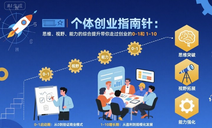 个体创业指南针，思维、视野、能力的综合提升带你走过创业的0-1和1-10【音频】-腾渊科技论坛
