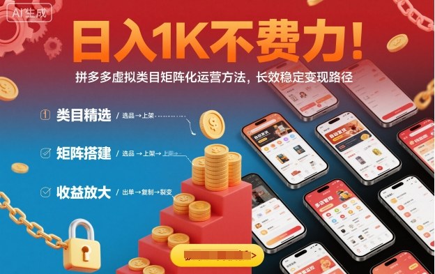 日入1K不费力！拼多多虚拟类目矩阵化运营方法，长效稳定变现路径-腾渊科技论坛