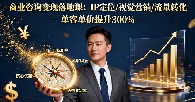商业咨询变现落地课:IP定位/视觉营销/流量转化,单客单价提升300%-腾渊科技论坛