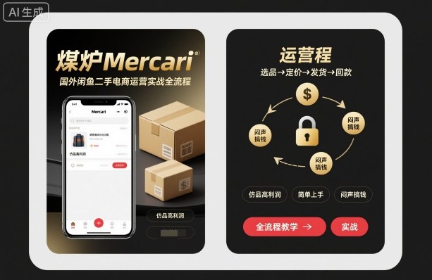 煤炉Mercari国外闲鱼二手电商运营实战全流程，仿品高利润，简单上手，闷声搞钱-腾渊科技论坛