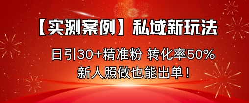 【实测案例】私域新玩法，日引30+精准粉，转化率50%，新人照做也能出单！-腾渊科技论坛