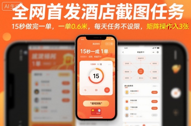 全网首发酒店截图任务,15秒做完一单,一单0.6米,每天任务不设限,矩阵操作日入3张【揭秘】-腾渊科技论坛