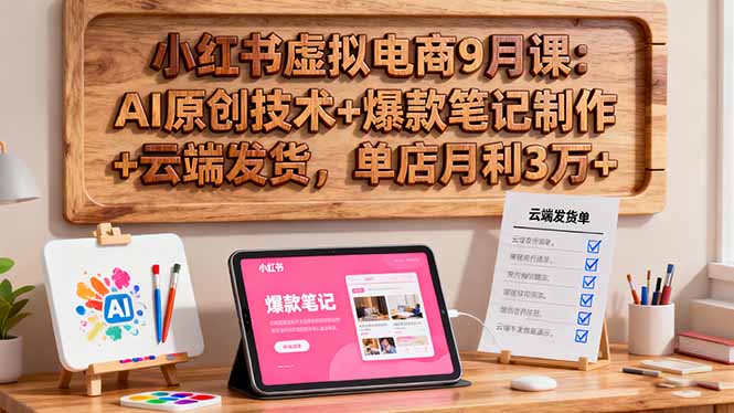 小红书虚拟电商9月课:AI原创技术+爆款笔记制作+云端发货,单店月利3万+-腾渊科技论坛