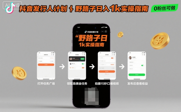 抖音发行人计划全新野路子玩法，随时随地，只要有手机，就能操作，日入1k+【揭秘】-腾渊科技论坛