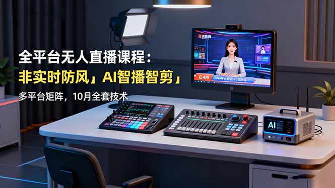 全平台无人直播课程：非实时防风＋AI智播智剪＋多平台矩阵，10月全套技术-腾渊科技论坛