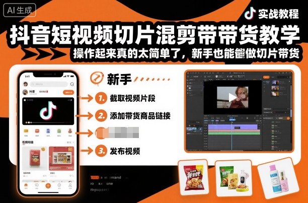 抖音短视频切片混剪带货教学，操作起来真的太简单了，新手也能做切片带货-腾渊科技论坛