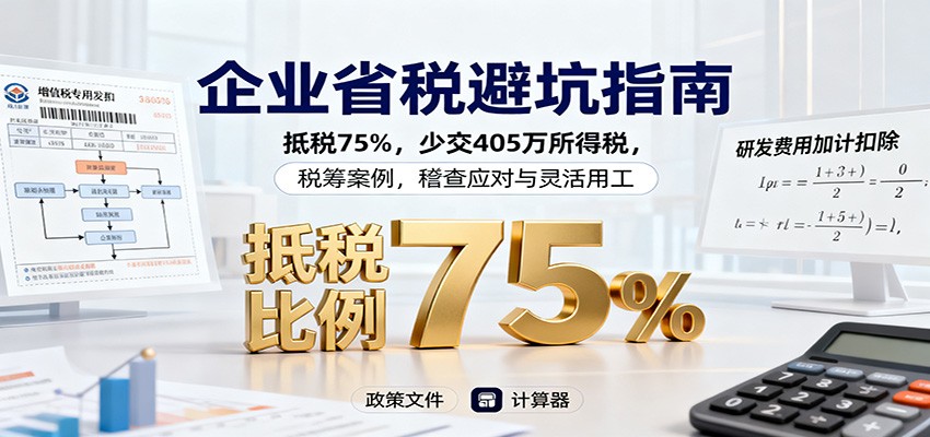 企业省税避坑指南：抵税75%，少交405万所得税，税筹案例，稽查应对与灵活用工-腾渊科技论坛