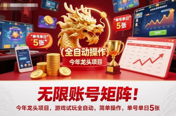 无限账号矩阵!今年龙头项目,游戏试玩全自动,简单操作,单号单日5张【揭秘】-腾渊科技论坛