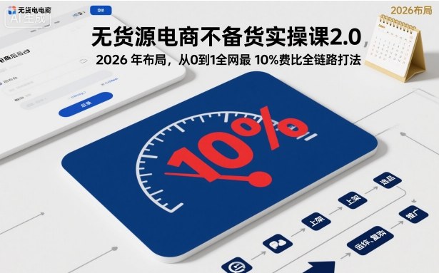 无货源电商不备货实操课2.0，2026年布局，从0到1全网最低10%费比全链路打法【更新】-腾渊科技论坛