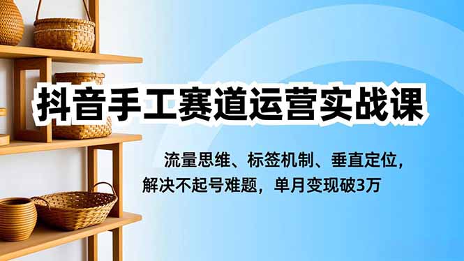 抖音手工赛道运营实战课，流量思维、标签机制、垂直定位，解决不起号难题，单月变现破3万-腾渊科技论坛