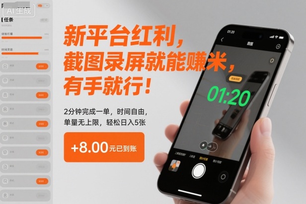 新平台红利，截图录屏就能賺米，有手就行！2分钟完成一单，时间自由，单量无上限，轻松日入5张【揭秘】-腾渊科技论坛
