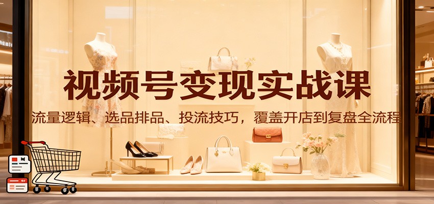 视频号变现实战课：流量逻辑、选品排品、投流技巧，覆盖开店到复盘全流程-腾渊科技论坛