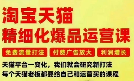 淘宝天猫精细化爆品运营课，免费流量打法-付费广告放大-利润增长-三大核心痛点，一次全部解决-腾渊科技论坛